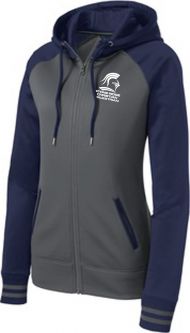 Sport-Tek Ladies Fleece Full-Zip Hooded Jacket, Dark Smoke Grey/Navy
